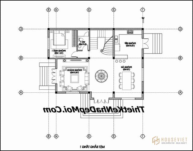 Mat bang biet thu 2 tang 130m2