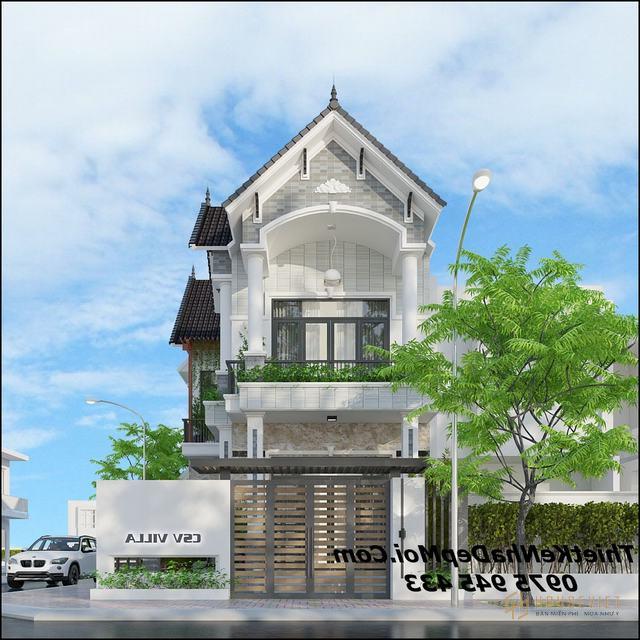 Mẫu nhà 2 tầng 2 mặt tiền đẹp