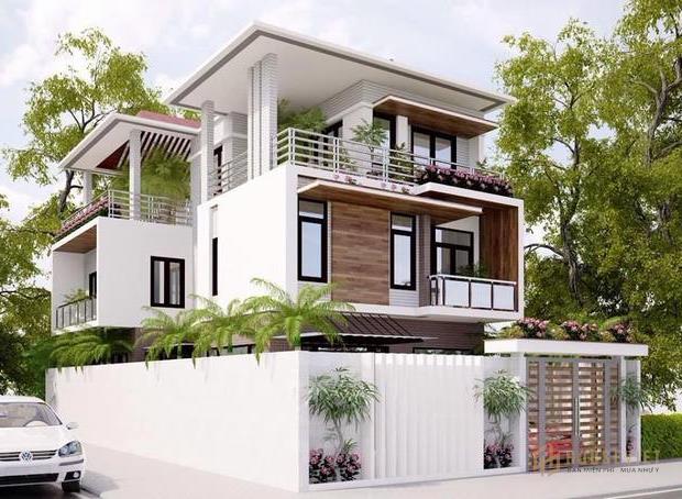 Mặt tiền biệt thự hiện đại 2 tầng 10m x 20m