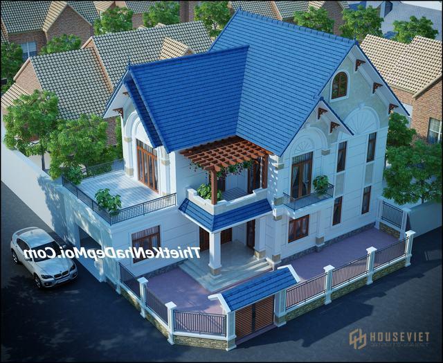 Mẫu nhà 2 tầng mái thái đẹp 2 mặt tiền