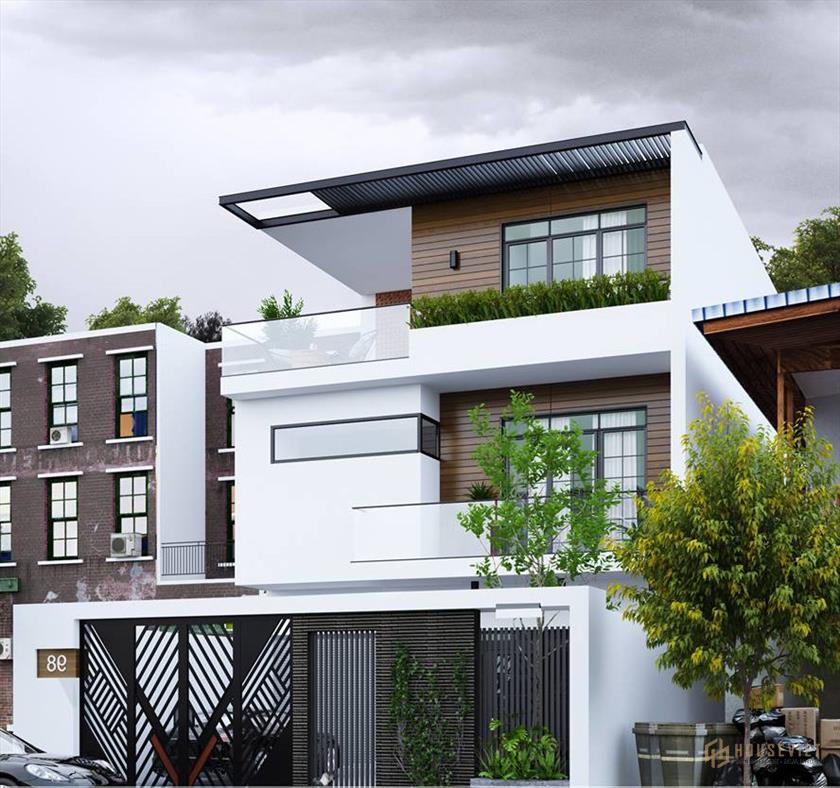 Cách bố trí cổng cho biệt thự 8x20m.