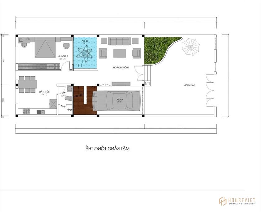 Chi tiết mặt bằng tầng 1 trong thiết kế biệt thự