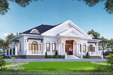 Mẫu thiết kế biệt thự 1 tầng đẹp kiến ​​trúc tân cổ điển (TGDĐ: Anh Thức - Hà Nam) BT12551