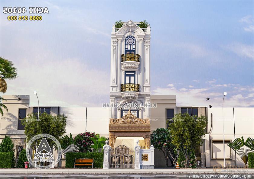 Không gian mặt tiền mẫu thiết kế biệt thự tân cổ điển đẹp tại Hà Nội