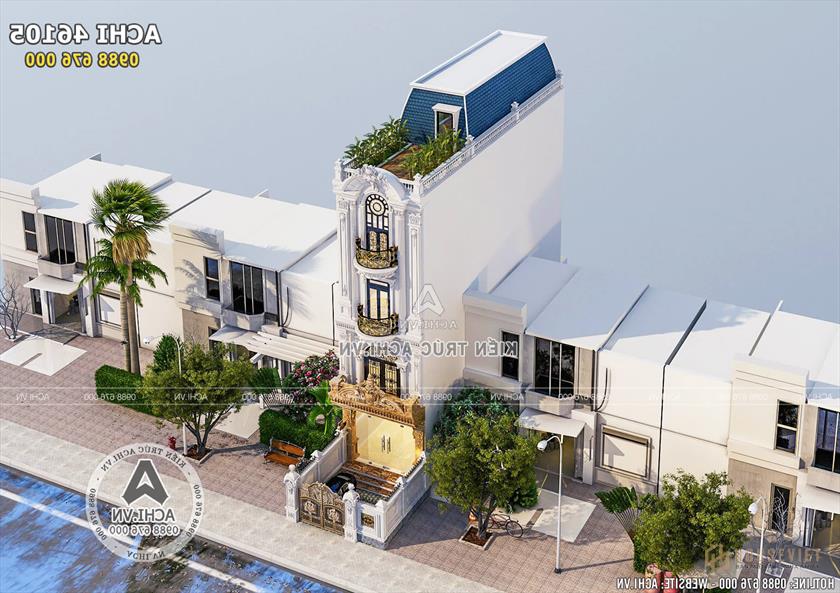 Mẫu thiết kế nhà ống 4 tầng tân cổ điển mặt tiền 5m đẹp tại Hà Nội - ACHI 46105