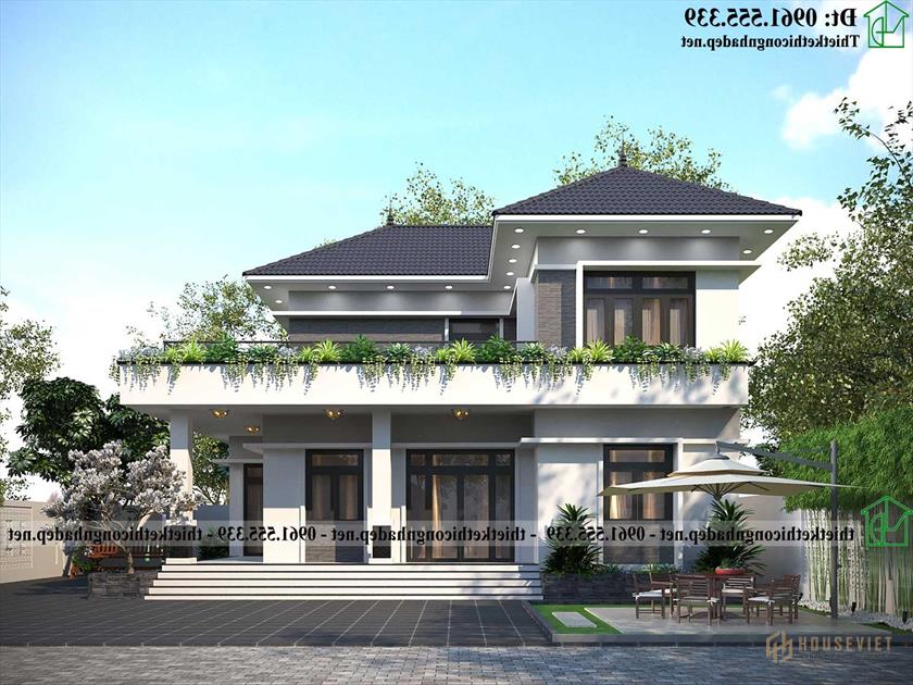 Biệt thự 2 tầng mái Nhật hiện đại 14x11m NDBT2T131