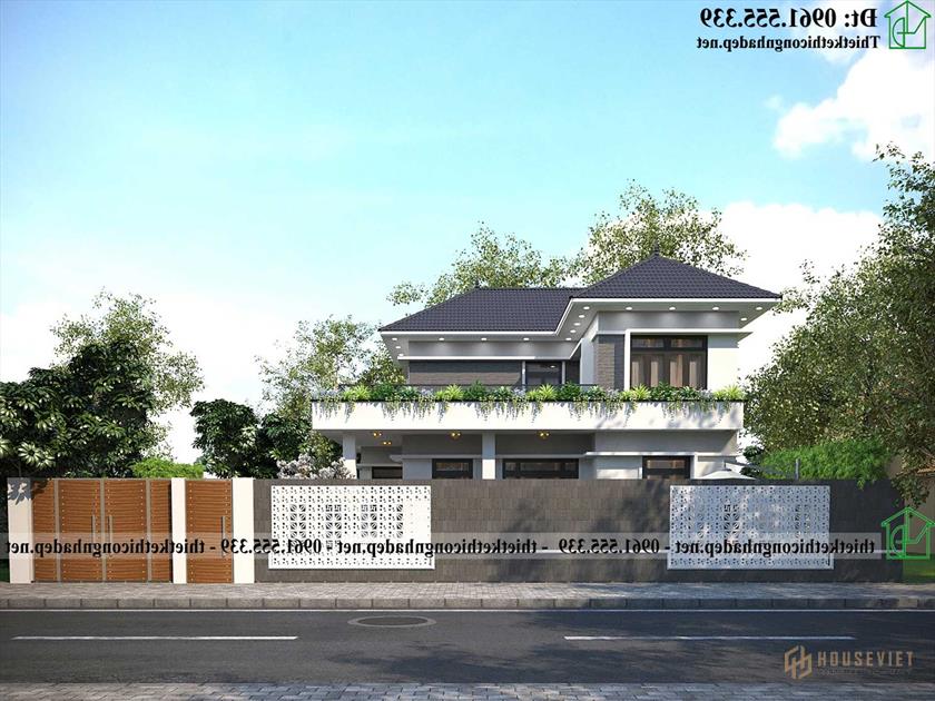 Mẫu thiết kế biệt thự 2 tầng mái Nhật tại Thanh Hóa NDBT2T131