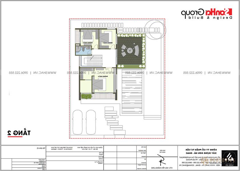 Biệt thự nghỉ dưỡng 500m2 3 tầng phong cách hiện đại - BTD 0083 13 Mặt bằng tối ưu công năng tầng 2 biệt thự nghĩ dưỡng hiện đại tại Quảng Ninh