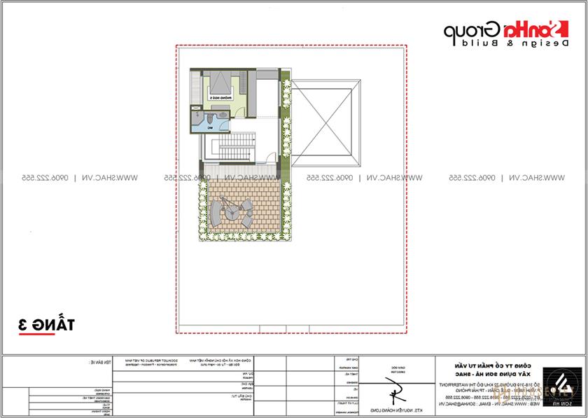 Biệt thự nghỉ dưỡng 500m2 3 tầng phong cách hiện đại - BTD 0083 14 Mặt bằng tối ưu công năng tầng 3 biệt thự nghĩ dưỡng hiện đại tại Quảng Ninh