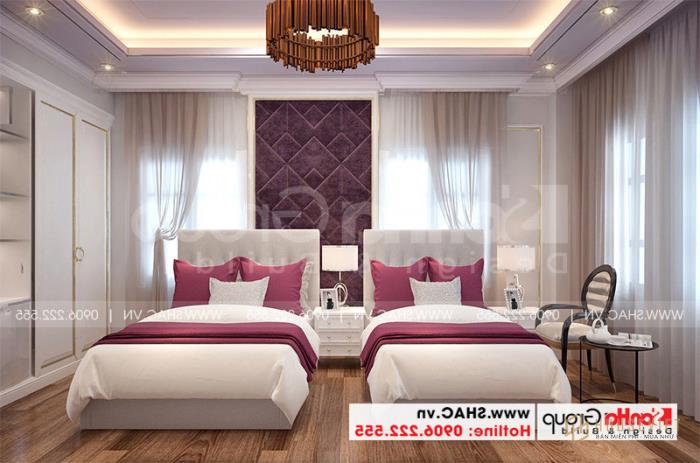 Mẫu thiết kế khách sạn tân cổ điển 5 tầng mặt tiền 10m x 22,5m tiêu chuẩn 3 sao tại Hà Nội - SH KS 0070 63 Ý tưởng thiết kế nội thất khách sạn 3 sao sang trọng tại Hà Nội