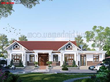 Mẫu thiết kế nhà ngang 3 gian có sân vườn 180m2 BT1200622