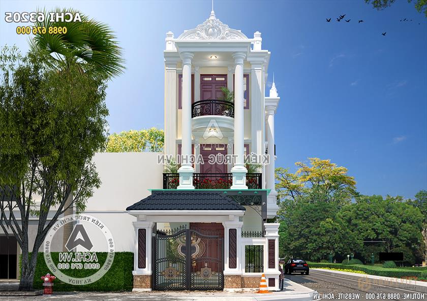 Không gian mặt tiền nhà phố tân cổ điển 3 tầng đẹp Không gian mặt tiền nhà phố tân cổ điển 3 tầng đẹp