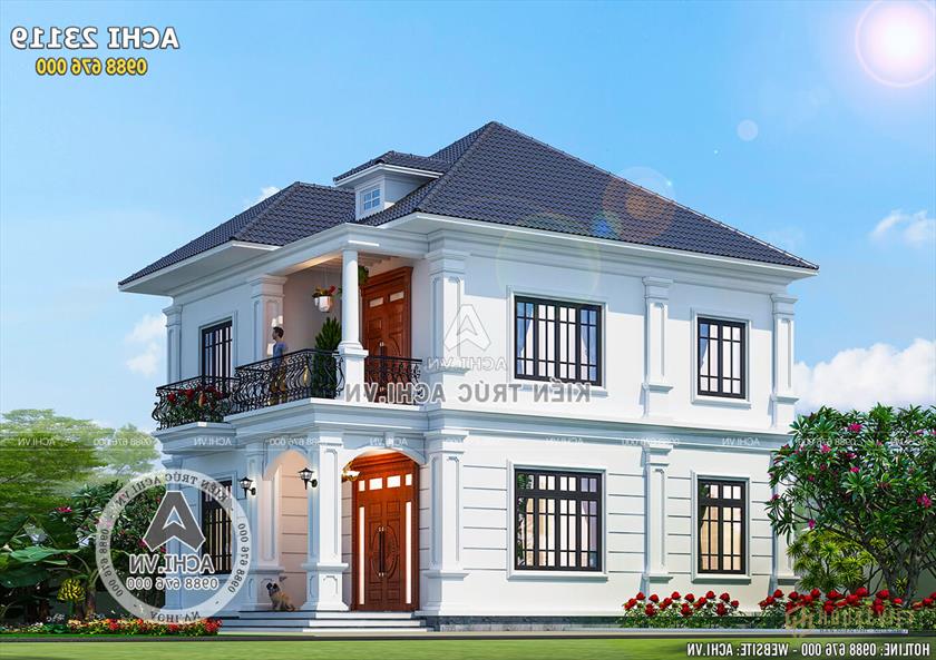 Không gian ngoại thất biệt thự 2 tầng tân cổ điển đẹp Không gian ngoại thất biệt thự 2 tầng tân cổ điển đẹp
