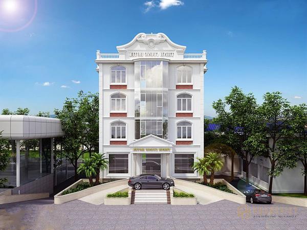 Thiết kế mặt tiền khách sạn tiêu chuẩn 3 sao phong cách tân cổ điển