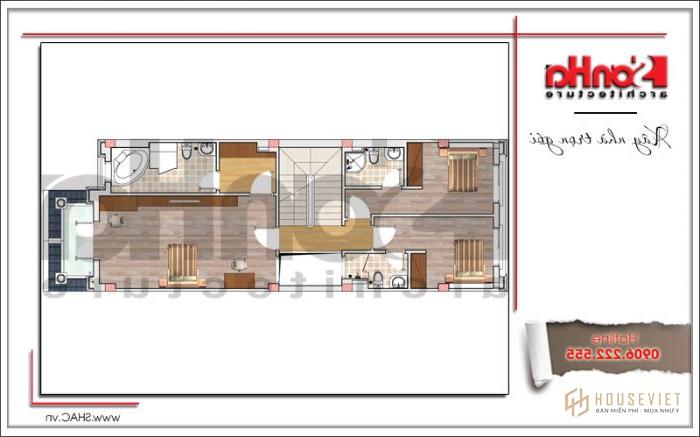 Mặt bằng công năng tầng 4 mẫu nhà 5 tầng kiến ​​trúc pháp đẹp tại Quảng Ninh sh nop 0148