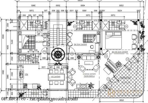 Mặt bằng tầng 2 nhà phố 2 mặt tiền.