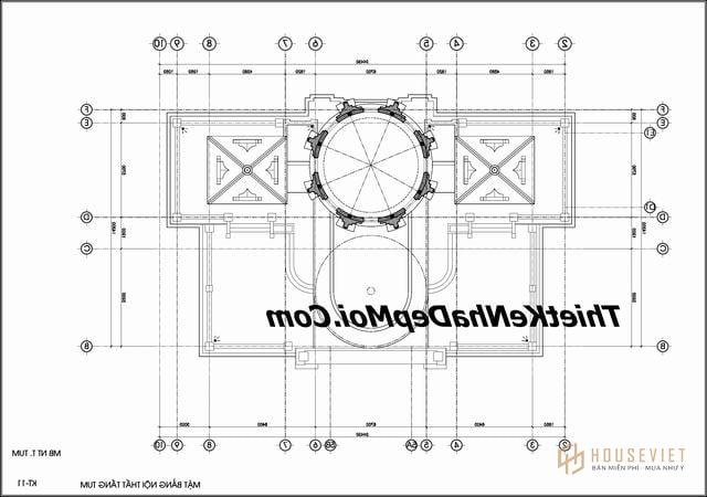 Bản vẽ dinh thự 4 tầng 300m2