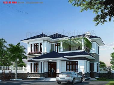 Mẫu thiết kế nhà biệt thự 2 tầng mái nhật đẹp 120m2 BT206422