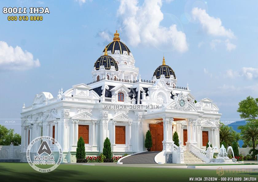 Mẫu thiết kế lâu đài đẹp 1 trệt 1 tum 300m2 - ACHI 11008