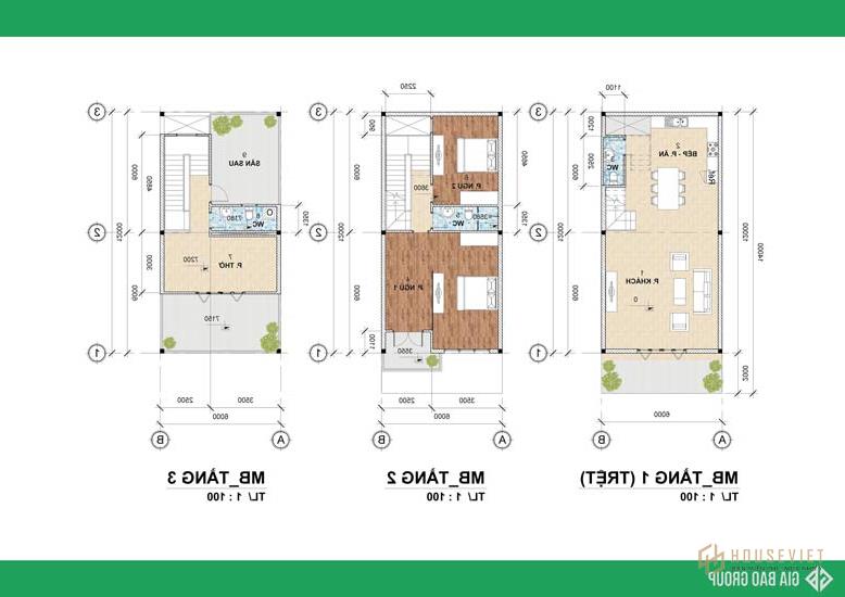 Bản vẽ thiết kế nhà phố 3 tầng kiến ​​trúc hiện đại hình khối