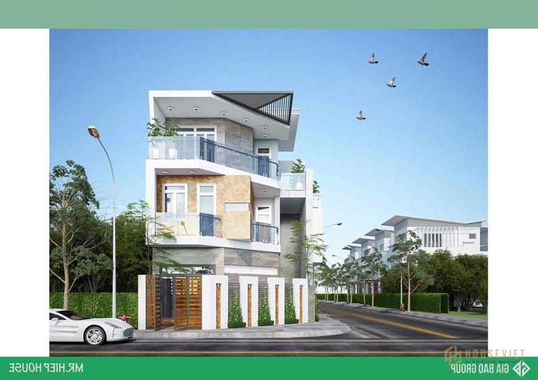 Mặt tiền biệt thự 3 tầng hiện đại