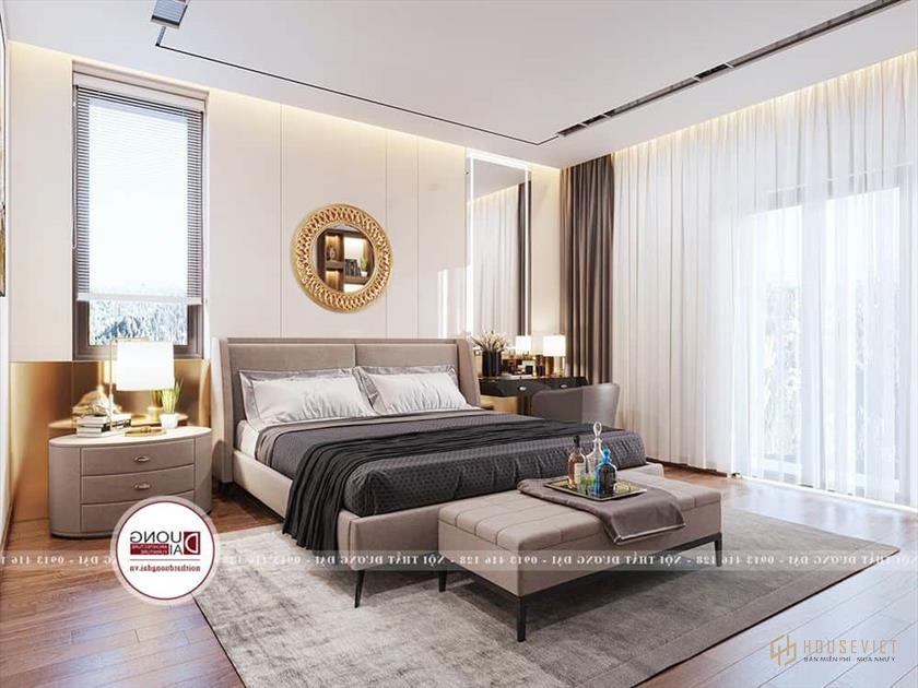 Không gian phòng ngủ chính với thiết kế ấm cúng và sang trọng