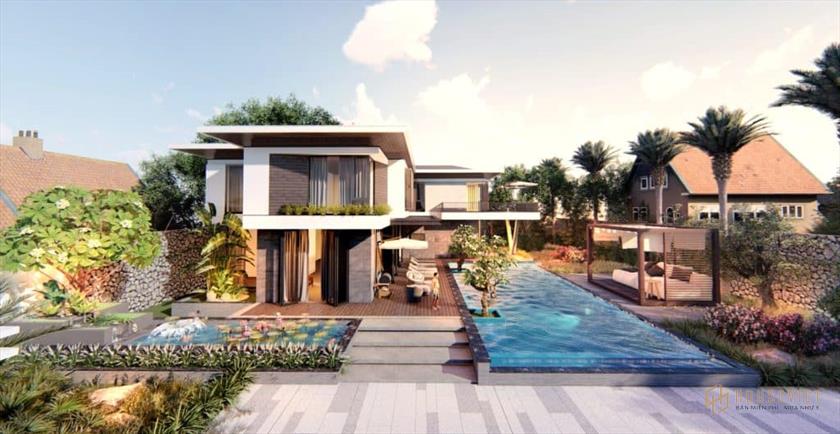 Mẫu thiết kế biệt thự 2 tầng hiện đại mái bằng ấn tượng