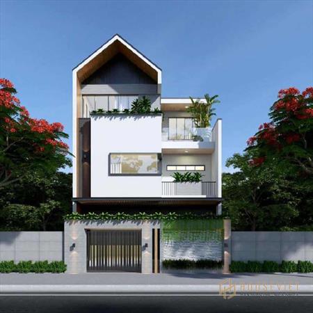 Mẫu thiết kế nhà ống 2 tầng mái xéo độc đáo