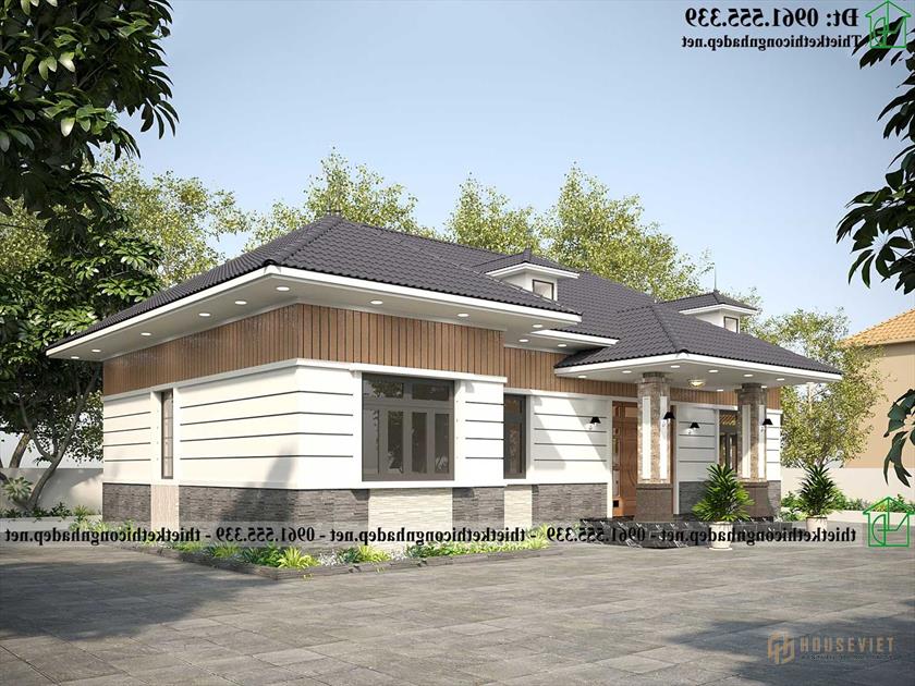 Thiết kế nhà 1 tầng mái nhật 15x9m hiện đại NDBT1T130