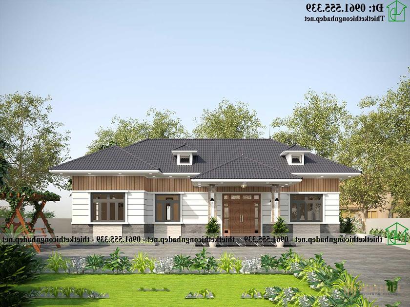 Mẫu nhà vườn 1 tầng mái nhật 15x9m NDBT1T130