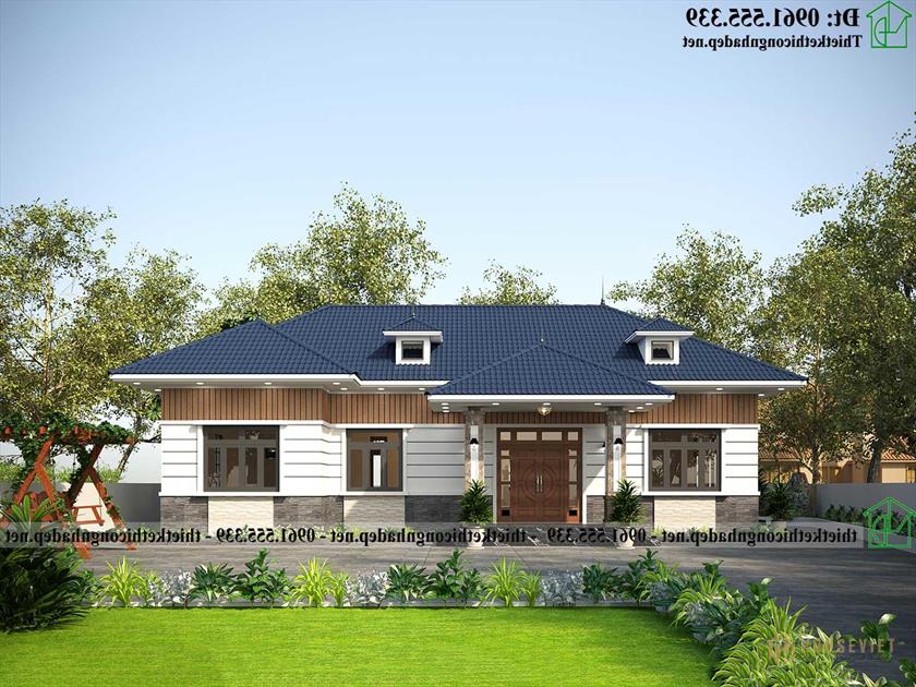 Thiết kế nhà 1 tầng 3 phòng ngủ 1 phòng thờ thoải mái sang trọng NDBT1T130