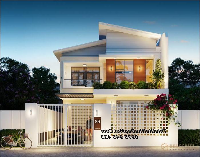 Thiết kế nhà ngang 8m dài 15m 2 tầng 2021