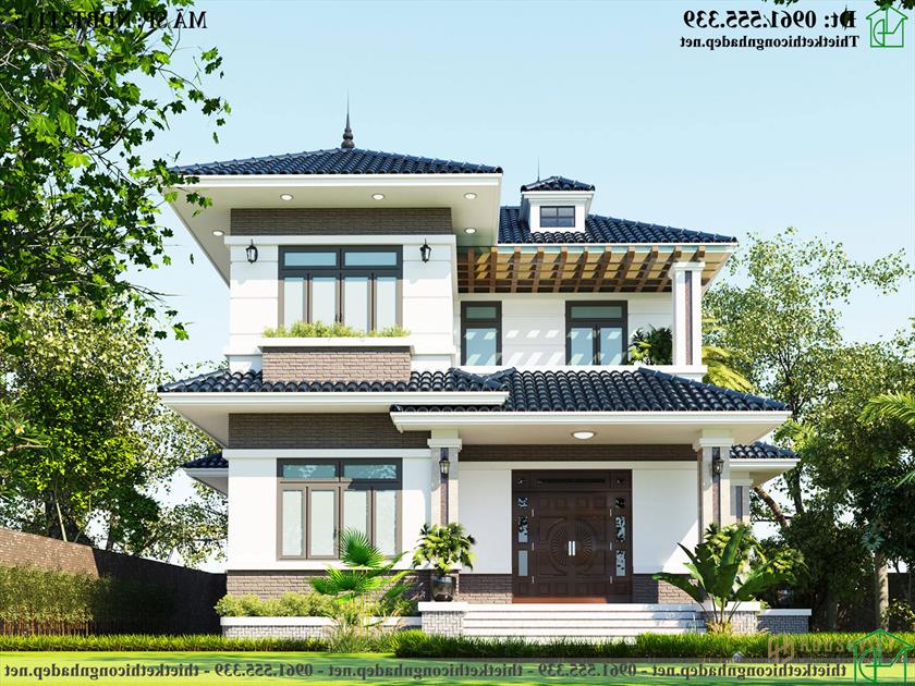 Mẫu thiết kế biệt thự 2 tầng hiện đại 11x14m mái thái NDBT2T115