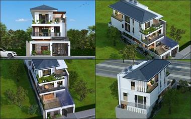 Mẫu biệt thự kiến trúc hiện đại mặt tiền 9m 10m 2 đến 3 tầng đẹp anh Hải