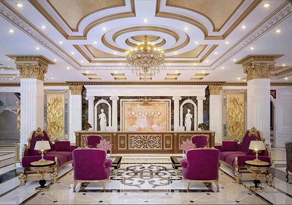 Nội thất sảnh theo phong cách tân cổ điển theo tiêu chuẩn thiết kế khách sạn