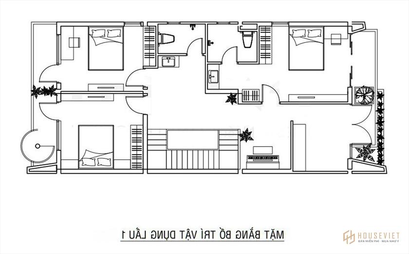 mẫu nhà 2 tầng 4 phòng ngủ 1 phòng thờ