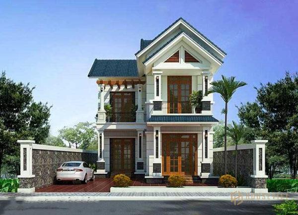 mẫu nhà 2 tầng 4 phòng ngủ 1 phòng thờ