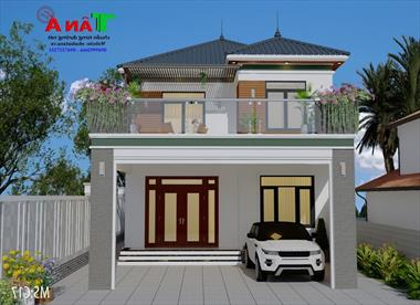 Mẫu nhà 2 tầng mái thái 8 * 15m đẹp MS: C17
