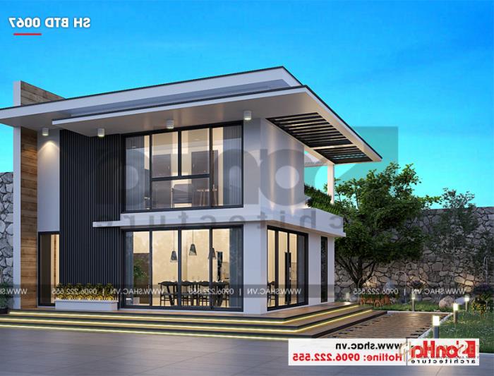 Biệt thự mini 2 tầng hiện đại diện tích 8x8m tại Hải Phòng - SH BTD 0067 1 Mẫu thiết kế biệt thự mini 2 tầng hiện đại sang trọng và tiện nghi tại Hải Phòng