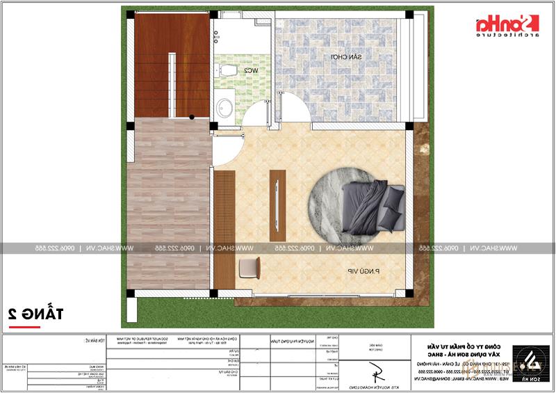 Biệt thự mini 2 tầng hiện đại diện tích 8x8m tại Hải Phòng - SH BTD 0067 20 Mặt bằng công năng tầng 2 mẫu biệt thự mini 2 tầng hiện đại diện tích 64m2 tại Hải Phòng