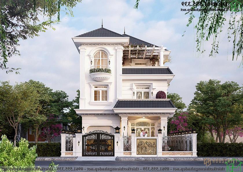 Biệt thự 3 tầng tân cổ điển đẹp 9x12m tại Vĩnh Phúc NDBT3T28