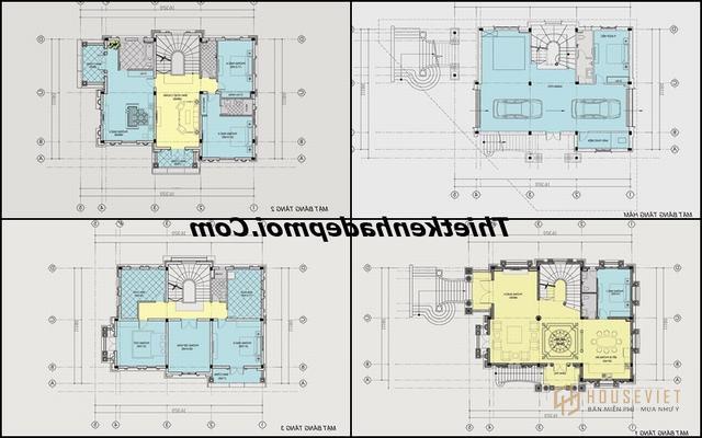 thiết kế biệt thự cổ điển 4 tầng kiểu Pháp