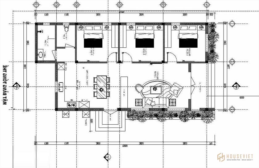 Nhà 3 phòng ngủ mái bằng cấp 4