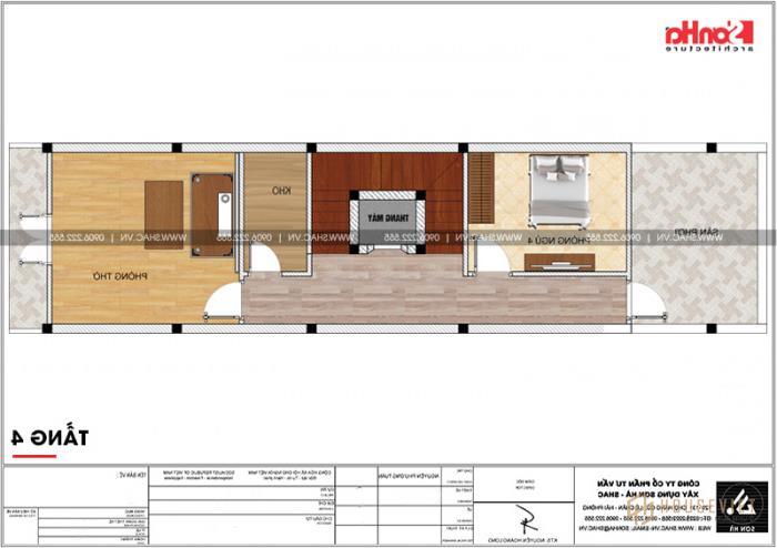 Thiết kế nhà phố kiểu Pháp 4,5x18m kết hợp kinh doanh tại Hải Phòng - SH NOP 0171 18 Mặt bằng công năng tầng 4 nhà ống kiến trúc Pháp kết hợp kinh doanh tại Hải Phòng