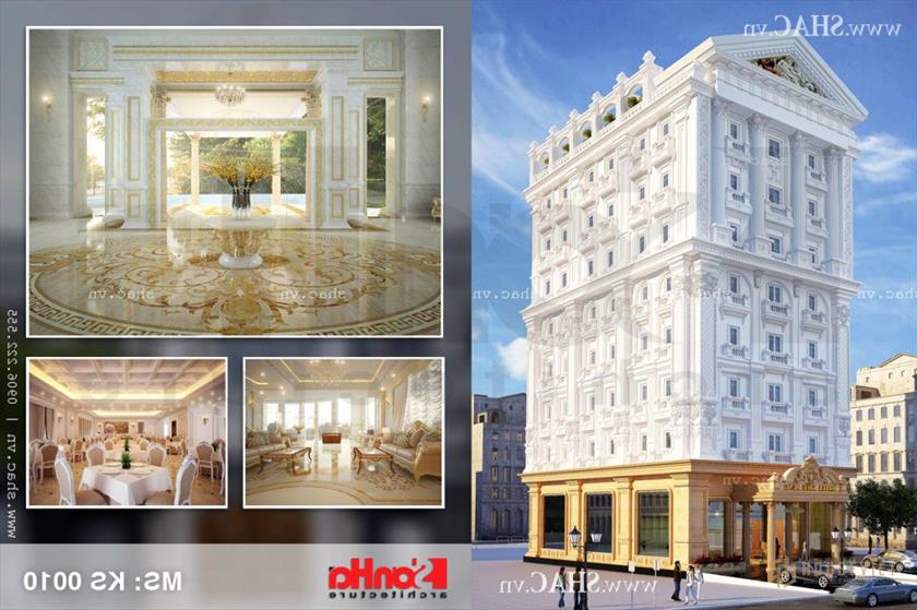 Mẫu thiết kế khách sạn 4 sao 8 tầng kiến trúc Pháp - KS 0010 Mẫu thiết kế khách sạn 4 sao 8 tầng kiến trúc pháp