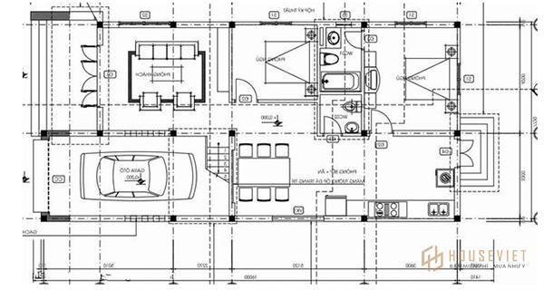 Bản vẽ thiết kế nhà đẹp 100m2 4 phòng ngủ Tầng 1