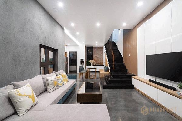 Nội thất nhà 2 tầng 100m2 tông màu xám đơn giản
