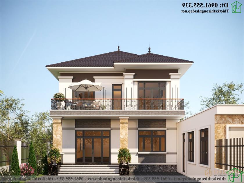 Mẫu biệt thự mái thái 2 tầng đẹp kiểu Nhật NDBT2T116