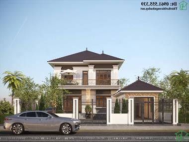 Mẫu thiết kế biệt thự 2 tầng 9x16m mái thái ở Thái Bình NDBT2T116
