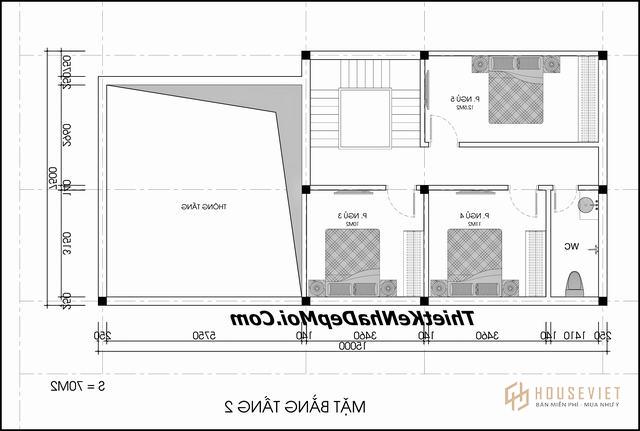 Bản vẽ gác lửng 3 phòng ngủ